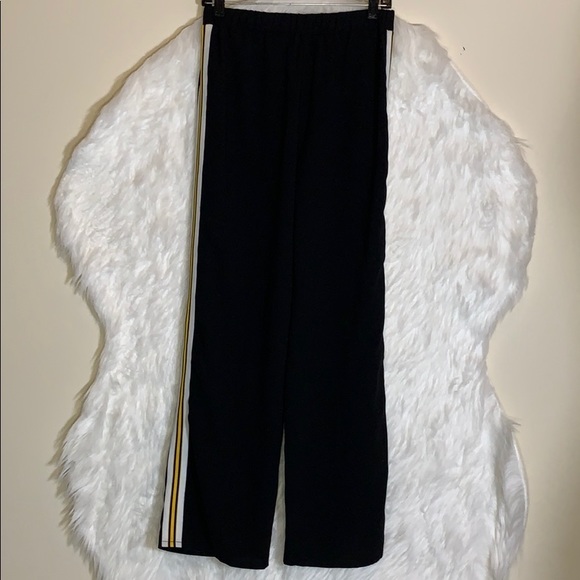 NWT! Asos Black Track Pants with Yellow and White Side Stripe Size 6 - Picture 3 of 5